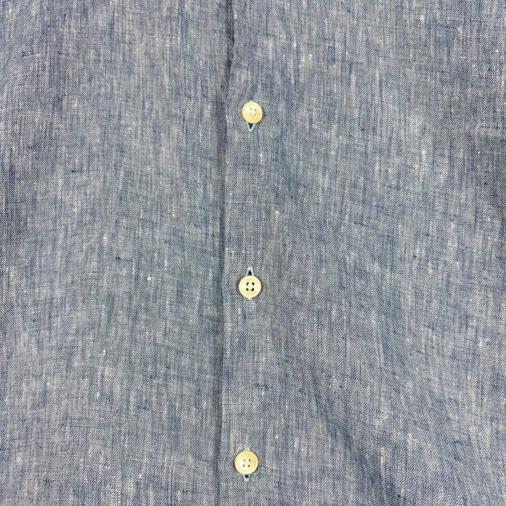 Oficina Reserva Men’s Size Small Blue 100% Linen Long Sleeve Button Up Shirt - Picture 5 of 8